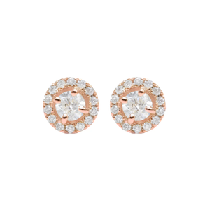 Pendientes de Aro con Halo de Diamantes Certificados por IGI de 0.50 CT en Oro Sólido de 14K para Boda, Compromiso, Fiesta, Regalo de Aniversario - Product Image 2