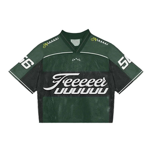 American Vintage Football Baggy Jerseys 2026 France Oversized Knitted Mesh V-Neck Crop Boxy Breathable American Football Jerseys - Product Image 1