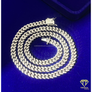 สร้อยคอเงินแท้ 925 ประดับเพชรโมอิสซาไนต์ ดีไซน์หรูหราแบบ Cuban Link สำหรับร้านขายเครื่องประดับและผู้ค้าส่ง - Product Image 4