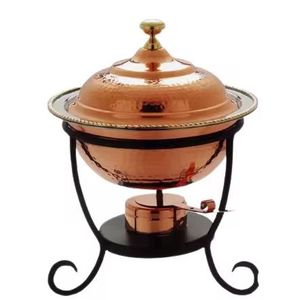 Luxury Hammered Gold Casserole Premium Food Warmers Stainless Steel Dome <b>Buffet</b> <b>Server</b> with Crown-Arch Architectural Base - Product Image 3
