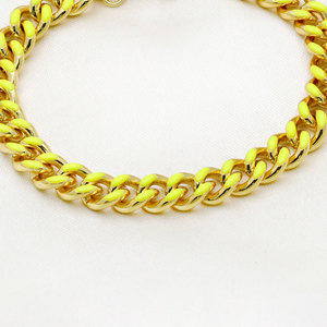 สร้อยข้อมือเงินแท้ 925 ชุบทอง สีเหลืองนีออน แบบ Cuban Link สำหรับผู้หญิง สร้อยข้อมือเคลือบเงา แฟชั่นเครื่องประดับโดดเด่น - Product Image 2