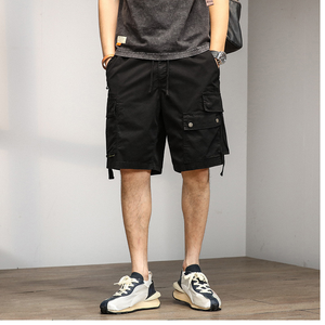 Shorts de sport en polyester pour hommes, taille élastique, coupe ample, longueur genou, couleur unie, pour l'été - Product Image 4