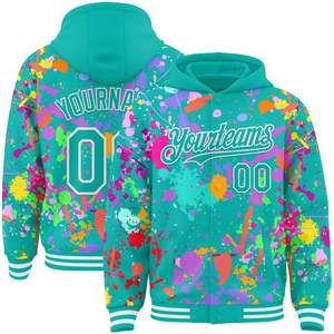 Splendid Apparel Custom Punk Style Winter Varsity <b>Jacket</b> <b>Men</b> <b>White</b> Pink Skull Heart Print Digital Printed Plus Size - Product Image 4
