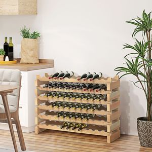 Elegante Portabottiglie in Legno per 72 Bottiglie, Design Antico, Finitura in Legno Naturale, Impilabile, per Cucina, Cantina, Sala da Pranzo - Product Image 2