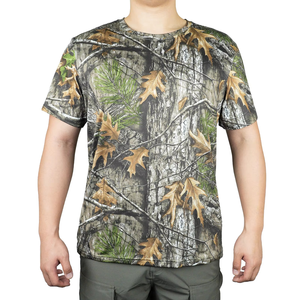 Custom Full Hunting Shirt Sublimation Print Forest Camo Short Sleeve Cotton Polyester Tee Unisex Adult Hunting Shirt - Product Image 2