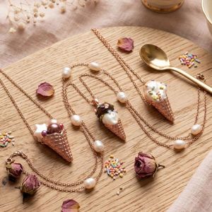 Lindo Collar con Colgante de Perla de Postre, Joyería de Moda para Mujer, Regalo, Collar de Helado - Product Image 3