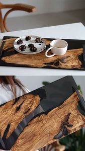 <b>Coffee</b> Bean Resin Wooden Serving Tray Luxe <b>Epoxy</b> <b>Coffee</b> Bean Art Tray Handmade <b>Coffee</b> River Wood Tray - Product Image 2