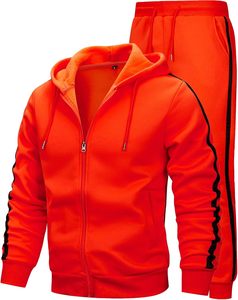 ชุดวอร์มผู้ชายแบบมีฮู้ด 2 ชิ้น สีสันตัดกัน พร้อมโลโก้สั่งทำพิเศษ เสื้อฮู้ดซิปและกางเกงจ็อกเกอร์ ชุดกีฬาสำหรับผู้ชาย - Product Image 1