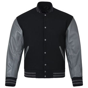 Chaqueta Varsity Ecológica Negra y Roja para Hombre, Estilo Clásico de Béisbol, Mangas en Contraste, Prenda Exterior Informal y Cálida para Uso Diario - Product Image 3