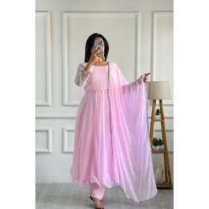 Designer Beautiful Evening <b>Gown</b> with Embroidery Work Includes Pent and Dupatta - Product Image 2