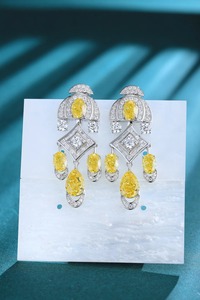 Boucles d'oreilles de luxe en zircon pour femmes, boucles d'oreilles pendantes scintillantes, bijoux de fête de mariage, accessoires de mode - Product Image 5