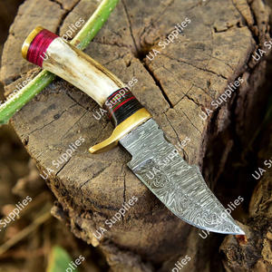 มีดสกินเนอร์ดามัสกัสคุณภาพสูง ตีขึ้นรูปด้วยมือ ด้ามจับทำจากเขาสัตว์ ด้ามทองเหลืองหลากสี ผลิตตามสั่ง สำหรับการล่าสัตว์  ขั้นต่ำในการสั่งซื้อน้อย - Product Image 6