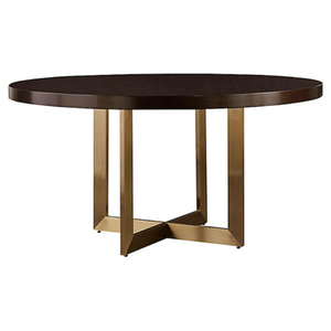 Table à manger ronde en marbre pour 4 personnes, écologique, avec base en métal doré, mobilier contemporain moderne pour la maison - Product Image 2