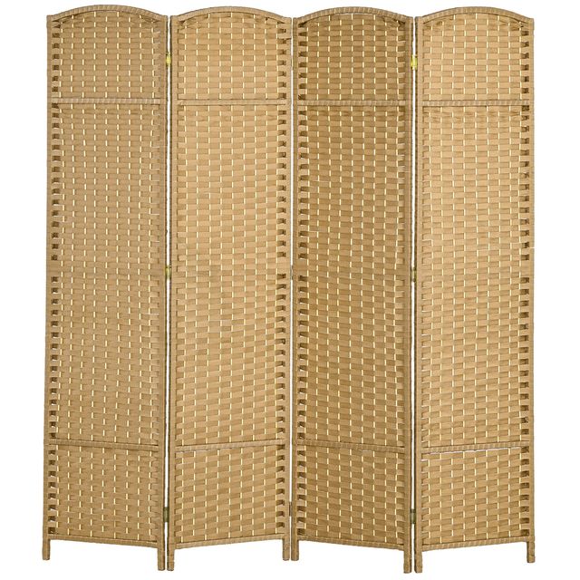 4-Panel 5.6 Tall Folding Privacy Screen Nature Wood Freestanding Room Partition for Home Office Screen & Room Dividers
