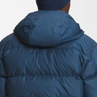 Veste matelassée en duvet à capuche bleu marine pour homme, coupe-vent, fermeture éclair, décontractée, chaude pour l'hiver, coupe régulière CP-MPJ-08