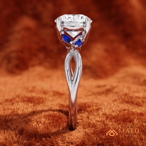 Bague en Moissanite Coupe Ronde, Bijou en Argent pour Femme, Pierre Verte, Motif Feuille, Cadeau de Mariage et Fiançailles, Bijoux Tendance, Élégance - Product Image 4