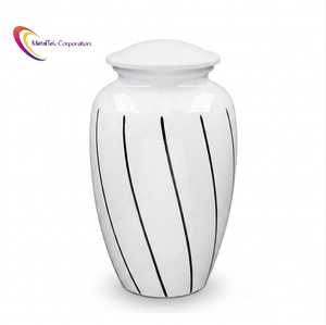 Urna Funeraria Moderna de Metal Hecha a Mano con Diseño de Espiral Blanco y Negro para Cenizas Humanas Adultas, Tapa Roscada Segura, Decoración Funeraria, Urnas Conmemorativas - Product Image 1