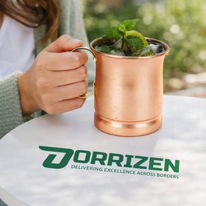 Fantásticas tazas de jugo de limón y cerveza Tazas de cobre puro de Calidad exclusiva y vidrio con asa Venta caliente Taza única Logotipo personalizado - Product Image 2