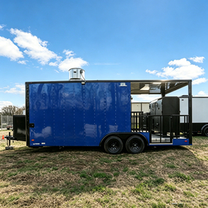 Remorque alimentaire pour pizzas entièrement équipée avec véranda et zone de grillades, camion de restauration mobile pour la vente de BBQ, <span class=keywords><strong>tacos</strong></span> et burgers - Product Image 2