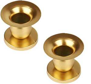 Gold <b>Brass</b> Candle Stand with Floral Design and Long Handle for Home Decoration - Product Image 3