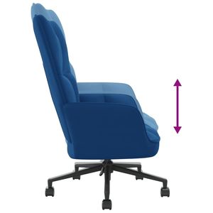 Silla de Oficina Relajante de Terciopelo Azul con Base de Acero Ajustable en Altura - Product Image 6