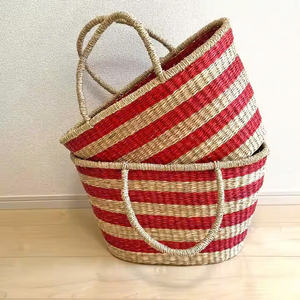 Cesta de compras ecológica de jacinto de agua natural con asa para almacenamiento de ropa, diseño moderno - Product Image 1