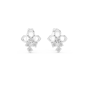 Luxury Vintage <b>Silver</b> IGI Certified Floral Diamond Stud <b>Earrings</b> Minimalist Womens Fine Jewelry for <b>Wedding</b> & Anniversary Gift - Product Image 1