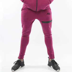 <b>Men</b>’s Burgundy Fleece Tracksuit Set | Full Zip Hooded <b>Jacket</b> & Slim Jogger Pants | Custom Wholesale Sportswear - Product Image 6