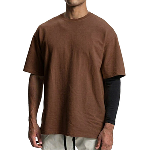 T-shirts surdimensionnés pour hommes, logo imprimé personnalisé, épaules tombantes, col rond côtelé, streetwear, t-shirt 100% coton, t-shirt de luxe pour hommes - Product Image 6