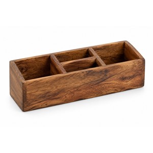 Organisateur de bureau en bois de manguier en gros |   Artisanat rustique brun - Product Image 1