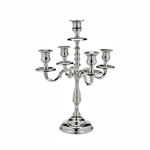 Luxury Shiny Silver Candelabra <b>Interior</b> and Wedding Decorative Candelabra Metal Handmade Candle Holders and Lighting <b>Accessories</b> - Product Image 1