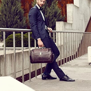Classic Doctor Bag Genuine Leather Satchel With Hasp Closure For Business Use Men's Durable Style Genuine leather doctor bag - Product Image 5