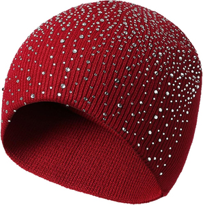 All Colors Are Available of Rhinestones Work on Overall Beanies Manufacturer Custom logo <b>Winter</b> Knitted Hats Beanie Custom - Product Image 6