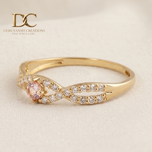 Anillo de oro amarillo macizo de 14 quilates de última tendencia con diamante cultivado en laboratorio y zafiro Padpardscha, joyería fina para mujer para boda - Product Image 3