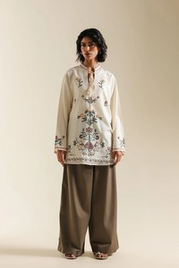 Embroidered Cotton Kurta For Women Traditional Indian Pakistani Casual Wear Loose Fit All Seasons - Product Image 1