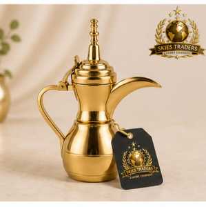 กาต้มกาแฟแบบดัลลาห์ทองขัดเงาเรียบง่าย พร้อมอุปกรณ์อุ่นอาหารและหม้อตุ๋นแบบดั้งเดิมสไตล์ตะวันออกกลาง - Product Image 5