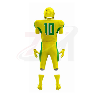 Ensemble d'uniformes de football américain personnalisés, jaune et vert, impression par sublimation, polyester respirant, équipement d'équipe pour hommes adultes - Product Image 2