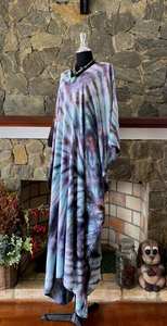 <b>Plus</b> <b>Size</b> Turquoise Tie Dye Rayon Caftan Dress Relaxed Fit Beach Coverup Women Wear - Product Image 2
