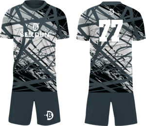 ชุดเสื้อเจอร์ซีย์กีฬาสีเขียวคลาสสิกสำหรับผู้ชาย แบบสั้น ผลิตจากโพลีเอสเตอร์ 100% รุ่นใหม่ล่าสุด ชุดฟุตบอลพร้อมสกรีนโลโก้ตามสั่ง - Product Image 1