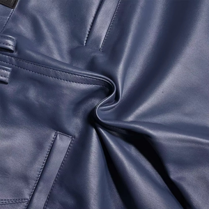 Men's Customizable Gray Genuine Leather Formal Bermuda <b>Shorts</b> Mid Waist Button Fly Pockets Quick Dry Breathable Solid Color - Product Image 6