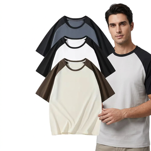 T-shirt en tricot à manches raglan pour homme, 100% coton mélangé, coupe classique, couleur unie, col rond, manches courtes, personnalisable, séchage rapide - Product Image 2