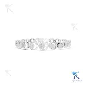 Elegant Lab Grown Diamond Round Brilliant Cut Floral Cluster Link <b>Bracelet</b> 14K 18K <b>Solid</b> Gold Fine Unisex Jewelry KRUP JEWELS - Product Image 5