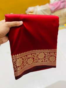 ผ้าไหมโบรเคดสุดหรูพร้อมขอบผ้าปักดิ้นทองอย่างดี สำหรับงานแต่งงานและงานเลี้ยงแบบดั้งเดิม คอลเลคชั่นผ้าสำหรับขายส่ง - Product Image 5