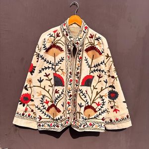 <b>Women</b> <b>Velvet</b> Embroidered Breathable Quilted Jacket Indian Ethnic Suzani Boho Winter <b>Coat</b> - Product Image 1