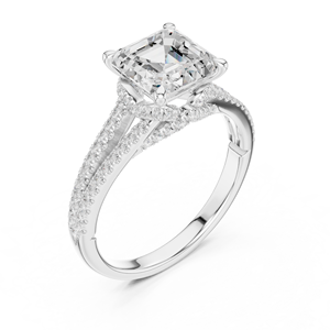 แหวนทองคำขาว 14k แบบแยกส่วน ประดับเพชรทรง Asscher เพาะเลี้ยงในห้องปฏิบัติการ ได้รับการรับรองจาก GRA สำหรับผู้หญิง เหมาะสำหรับงานหมั้นและงานแต่งงาน - Product Image 5