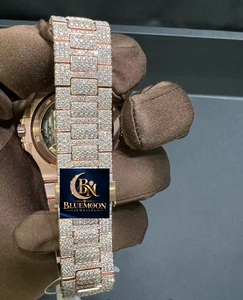 นาฬิกาข้อมือผู้ชาย Blue Moon Luxury Hip Hop Pass รุ่น Rose Gold Diamond Tester Iced Out Diamond Vvs Moissanite ระบบจักรกล - Product Image 3