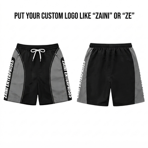 Shorts coupe-vent ZAINI pour homme ZI-224 160 GSM Polyester/Nylon résistant à l'eau Rose poudré Logo avant Taille mi-haute Décontracté - Product Image 1