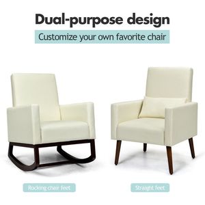 Sedia a Dondolo 2-in-1 in Tessuto Imbottito con Cuscino Lombare per Uso in Soggiorno - Product Image 3