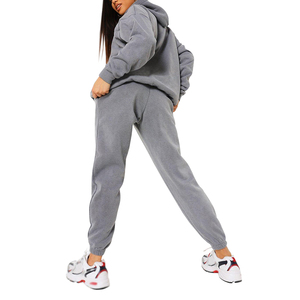 High Quality <b>Women</b> Autumn Hooded 2-Piece Fleece Tracksuit Solid Pattern Casual Eco-Friendly Breathable Polyester/Cotton Best - Product Image 3