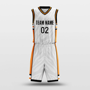Uniformes de basket-ball sublimés personnalisés Blanc Orange Col en V Sans manches Évacuation de l'humidité Respirant Séchage rapide Écologique - Product Image 3